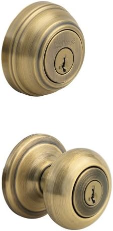 Kwikset Juno Keyed Entry Door Knob Deadbolt Combo Pack with SmartKey Security Microban Protection