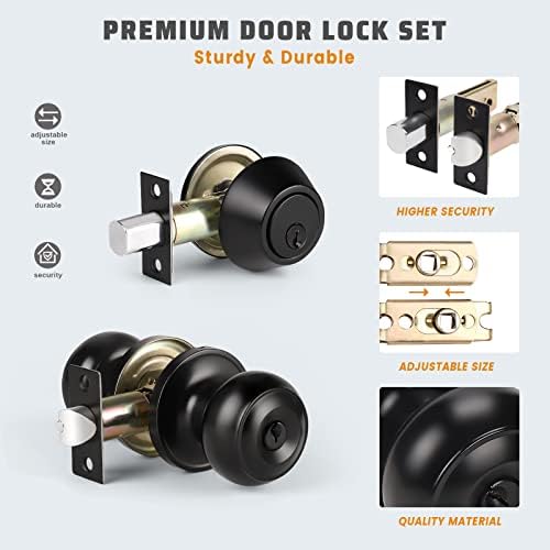 KNOBWELL Secure Front Door Knob Set for Home Commercial Use