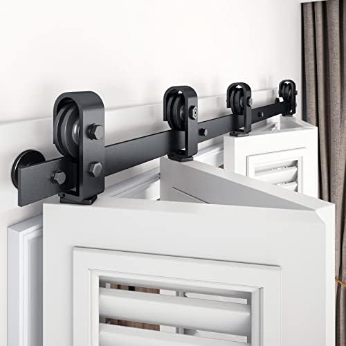 EaseLife 66 Bi-Folding Sliding Barn Door Track Kit for 4 Closet Doors Black