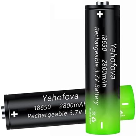 Yehofova 37 Volt 18650 Rechargeable Battery for Flashlight Headlamp
