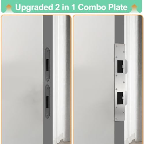Bryzaxu Door Strike Plate Durable Steel for 55-6 Holes Prioritize Home Security