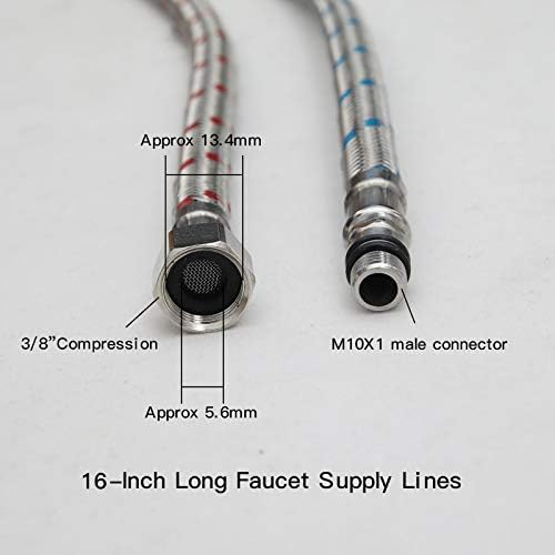 BWE 16-Inch Braided Stainless Steel Bathroom Faucet Hose
