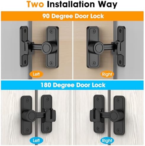 Quick-Install Barn Door Locks for Home Garden - Black 2-Pack