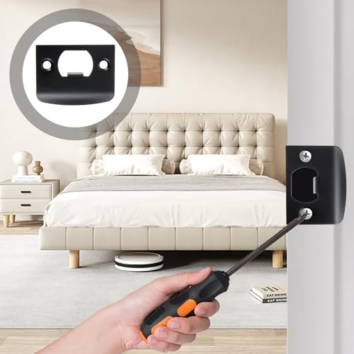 12-Piece Stainless Steel Door Strike Plate Set with Matte Black Finish