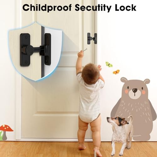 Quick-Install Barn Door Locks for Home Garden - Black 2-Pack