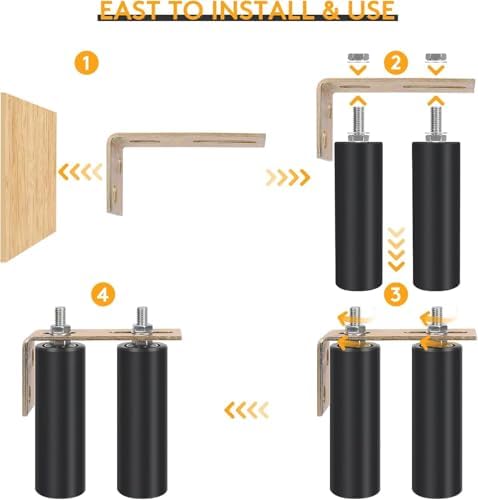 2 Pack 6 Heavy Duty Gate Roller Guide with L-Bracket Universal Adjustable Sliding Door Hardware