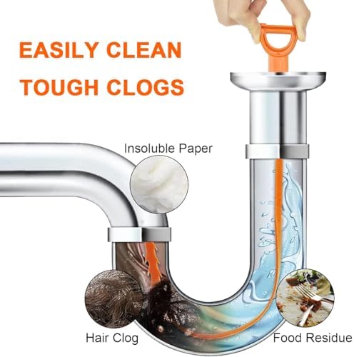 Fast-acting Sink Bathtub Drain Unblocker with 3 Flexible Snakes
