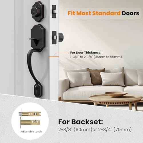 HOSOM Front Door Handle and Deadbolt Set