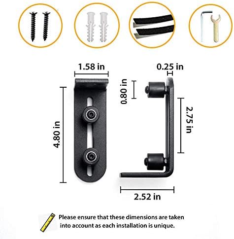 Smartsmith Two-Piece Barn Guide for Doors Smooth Glide Ball Bearings Frame Durable Steel Door Hardware Black