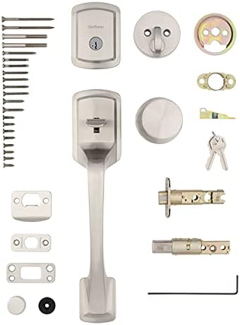Pick-Resistant SmartKey Rekey Deadbolt Set with Microban Protection for Secure Front Door Entry