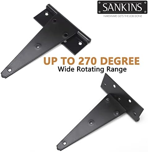 Heavy-Duty T-Strap Hinges for Wood Doors 10-Inch Pack of 6