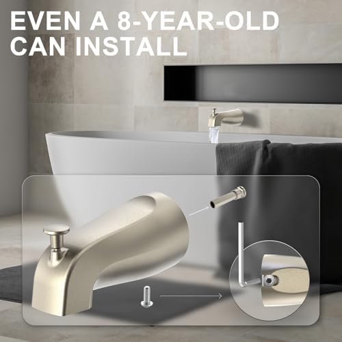 Gold Hao 5 Universal Slip-On Tub Spout with Diverter -install easily save water 58 Copper Pipe Brushed Nickel