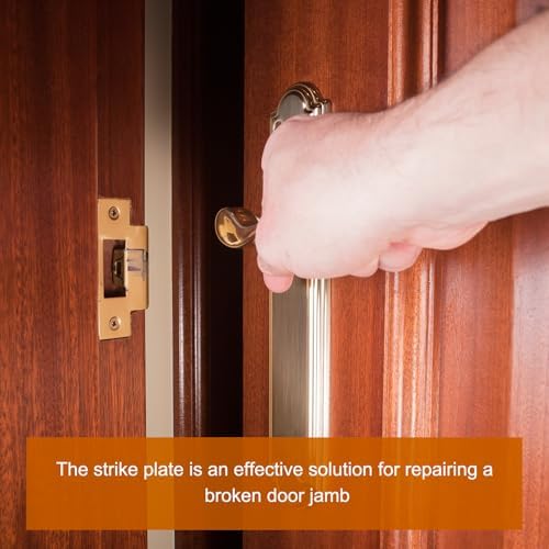 Replaced70mm x 403mm Stainless Steel Door Strike Plate Set of 2 with 28mm Latch Hole for Home UseGold