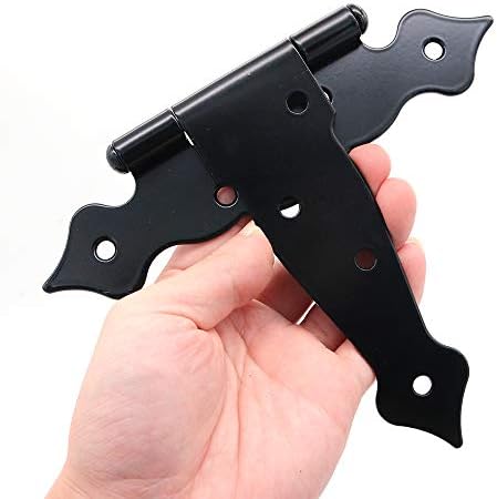 4-Piece 190mm Heavy Duty Hinges for Garden Shed Doors Black Rust-Resistant Door Hardware