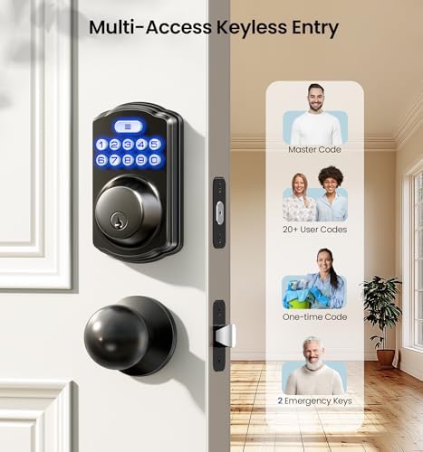Veise Smart Keyless Entry Door Lock with 2 Knobs and Keypad Deadbolt Set