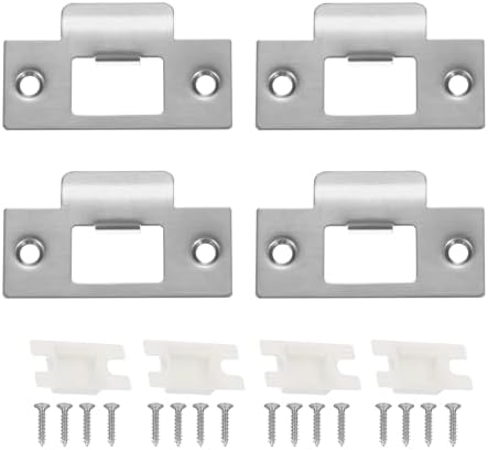 MECCANIXITY Door Strike Plate Set Stainless Steel Anti-Rust Easy to Install Door Lock Reinforcement Pack of 4