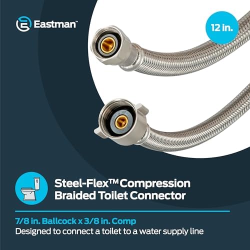Eastman 12-Inch Flexible Toilet Connector Stainless Steel Braided Hose