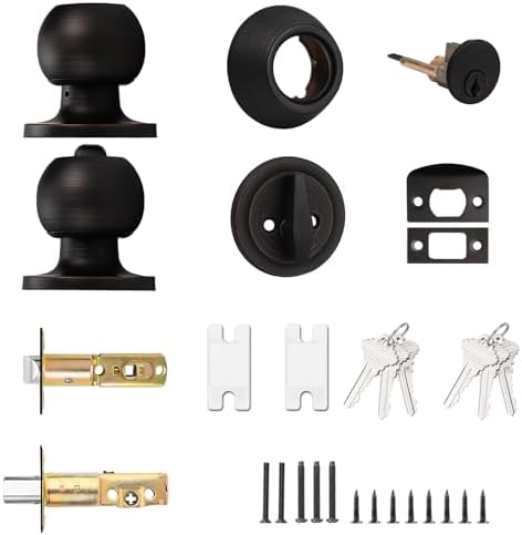 Secure Front Door Set with 3 Keys Opens Locks Easy