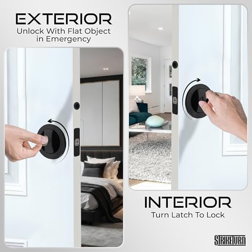 Premium Matte Black Pocket Door Lock - Ergonomic Handle Reversible for Use