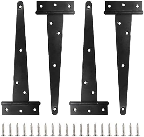 4 Pcs 8 Inch T Strap Hinges Black