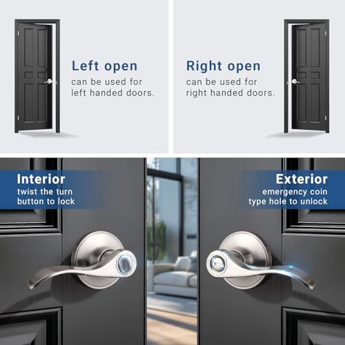 Br Assured 1-Piece Door Lever Privacy Door Handle Set for Bedroom or Bathroom Brushed Nickel Zinc Alloy