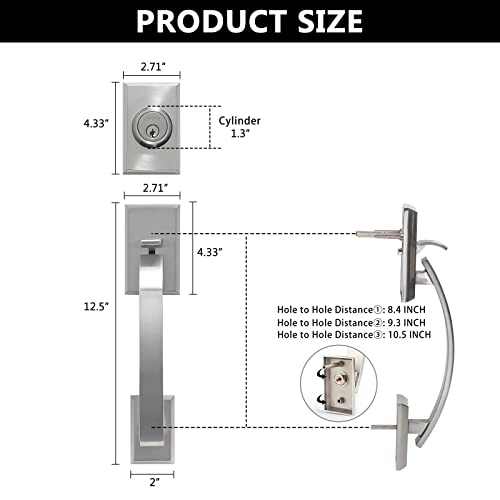 NeuType Front Door Handle Set - Heavy Duty Door Lock for Standard Doors