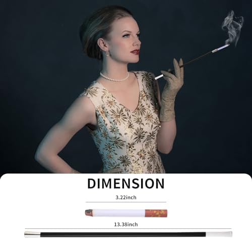 Clezen 2 Lengthy Cigarette Holders 4 Fake Puff cigarettes for Halloween Women Costumes
