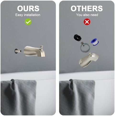 Gold Hao 5 Universal Slip-On Tub Spout with Diverter -install easily save water 58 Copper Pipe Brushed Nickel