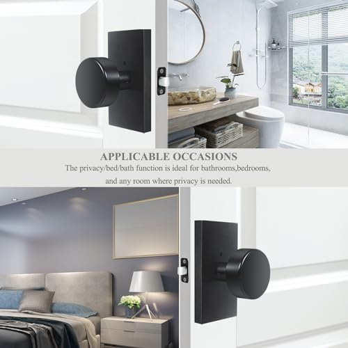 Matte Black Modern Door Knobs with Privacy for Home Use