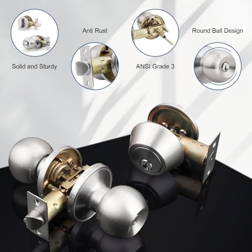 Sturdy exterior doorknob set with deadbolt