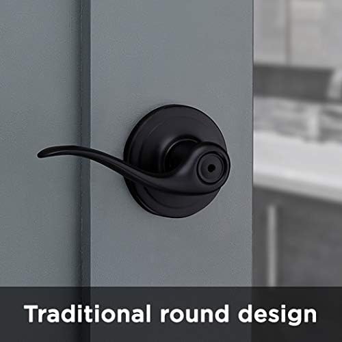 Kwikset Tustin Door Handle Matte Black Privacy Lock for Bathroom Bedroom