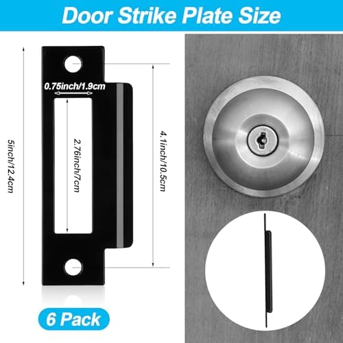 Haiabei 6Pcs 4-78 Universal Door Strike Plate Replacement for Wood and Metal Door Frames