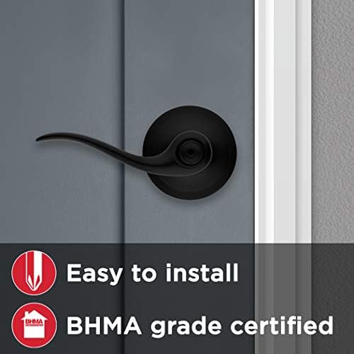 Kwikset Tustin Door Handle Matte Black Privacy Lock for Bathroom Bedroom