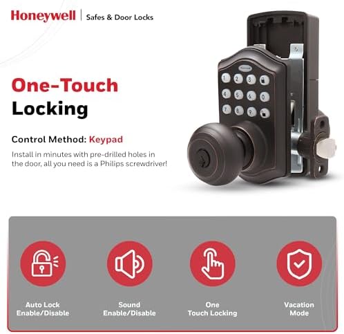 Honeywell Smart Keypad Door Lock with 50 Codes Oil Rubbed Bronze 65x88x9 in