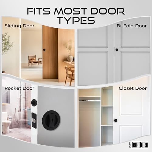 Premium Matte Black Pocket Door Lock - Ergonomic Handle Reversible for Use
