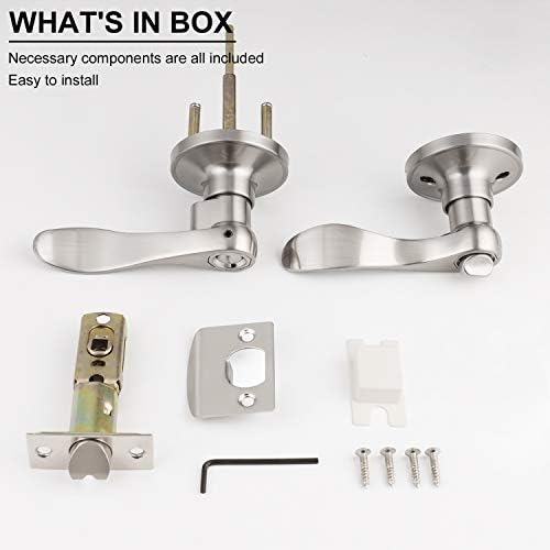 Knobonly Privacy Door Lever Handles 2-Pack RightLeft Handed Satin Nickel Finish