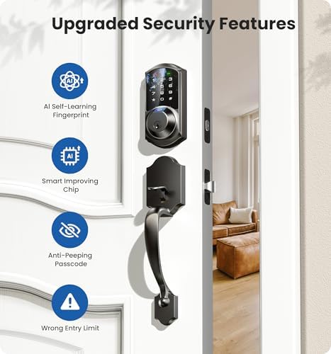 Fingerprint Front Door Smart Lock Set with Keyless Entry Deadbolt