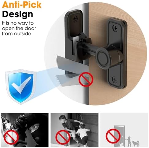 Quick-Install Barn Door Locks for Home Garden - Black 2-Pack