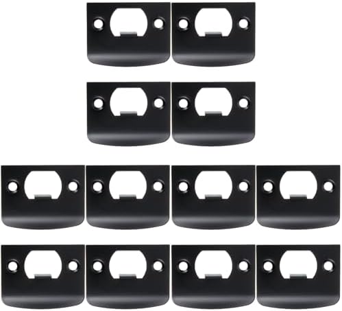 12-Piece Stainless Steel Door Strike Plate Set with Matte Black Finish