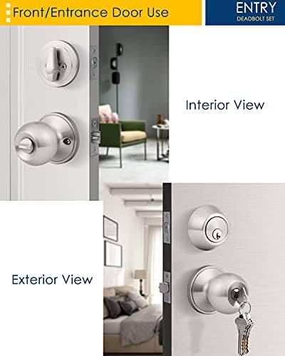 3 Pack Keyed Alike Door Knobs with Deadbolt Lock Set