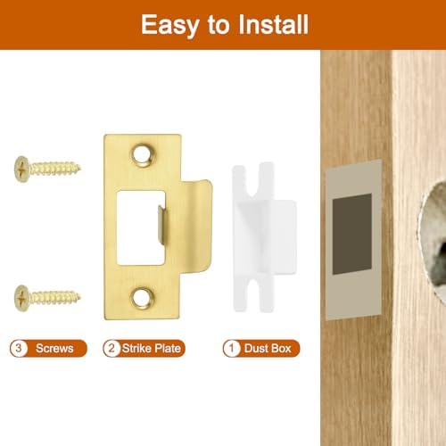 Replaced70mm x 403mm Stainless Steel Door Strike Plate Set of 2 with 28mm Latch Hole for Home UseGold