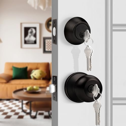 Secure Front Door Set with 3 Keys Opens Locks Easy