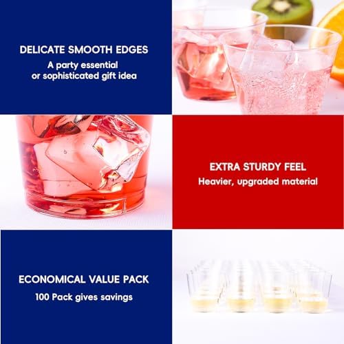 JOLLY CHEF 9 oz Clear Disposable Cups 100 Pack for Parties