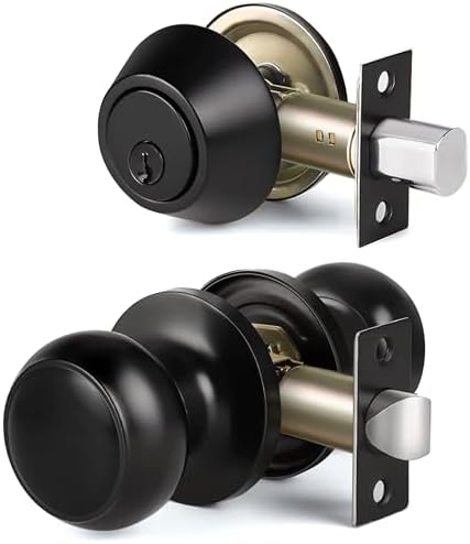 CML Hardware - Keyed Entry Deadbolt Door Lock and Passage Knob Combo Set