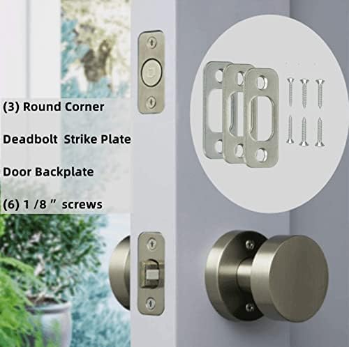 Round Corner Deadbolt Strike Plate Set SATIN Nickel Finish