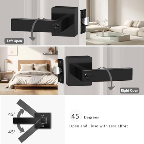 Matte Black Door Lever Keyed Alike Heavy Duty