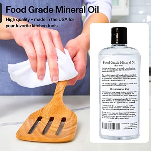 Thirteen Chefs 8 oz Mineral Oil for Cutting Board Butcher Block - Safe for Marble Soapstone USP Finish Neutral Smell