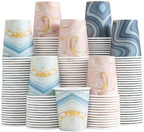 300-Pack 3oz Disposable Paper Cups Mixed Colors Perfect for Bathroom Medications Mouthwash and Small Beverages