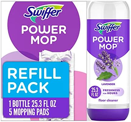 Swiffer PowerMop Floor Cleaner Refill Pack 5 Pads 1 Lavender Solution