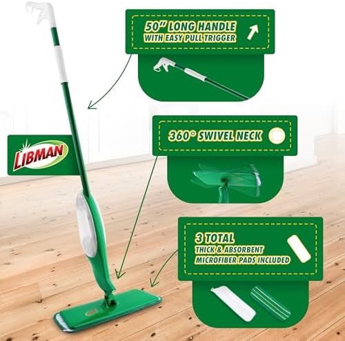 Libman Freedom Spray Mop Kit with 24 Oz Tank and 3 Replacement Heads